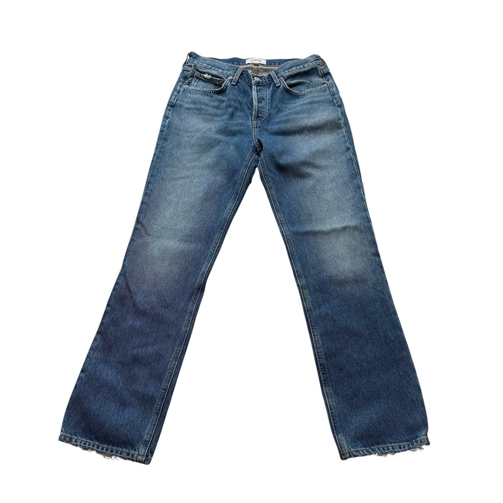AGOLDE Karen Jean Blue Distressed High Rise Straight Leg Women's Size 27 Denim
